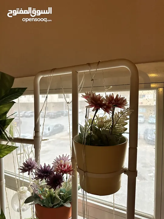 Indoor Ikea standing white metal rod for flower pot holder
