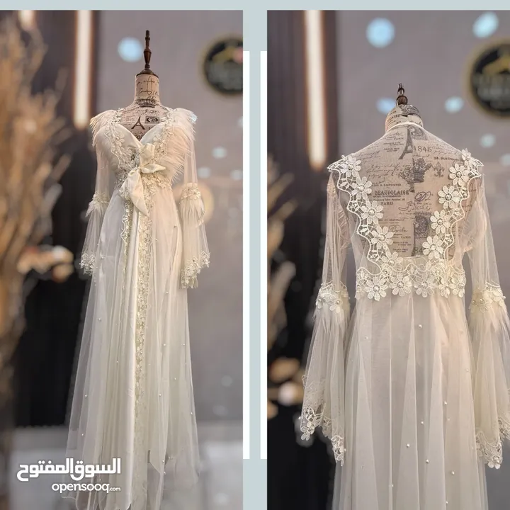 جهاز عروس  قميص نوم ابيض طقم العروس 4قطع