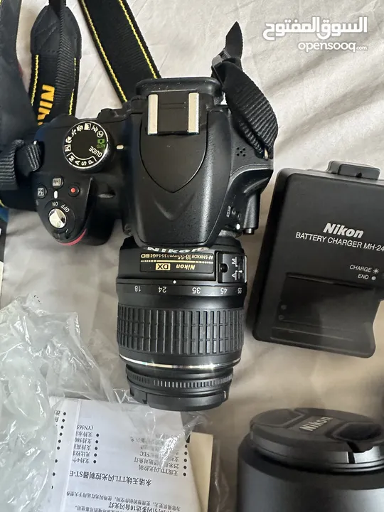 Nikon D3200 rarely used with 3 lenses+ flash + tripod