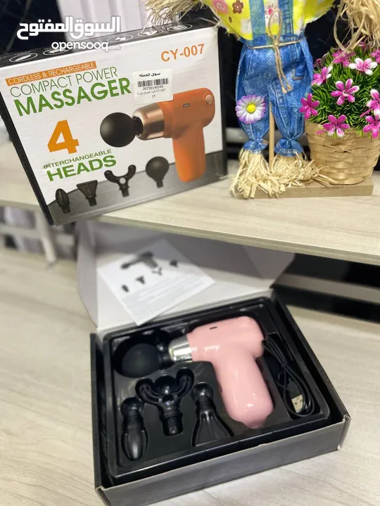 فرد مساج  MASSAGE GUN يحتوي جهاز المساج على 4 رؤوس مختلفة الاستخدام