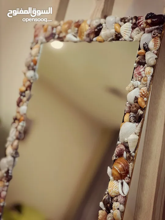 Wall Mirror with Shell Frame - Resin Coated. perfect for bedrooms & entryways.
