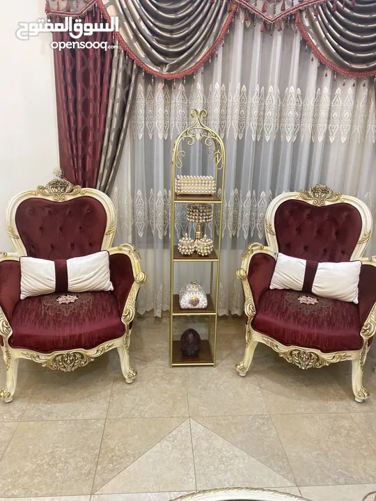 طقم كنب حفر زان دمياطي مصري وقماش تركي