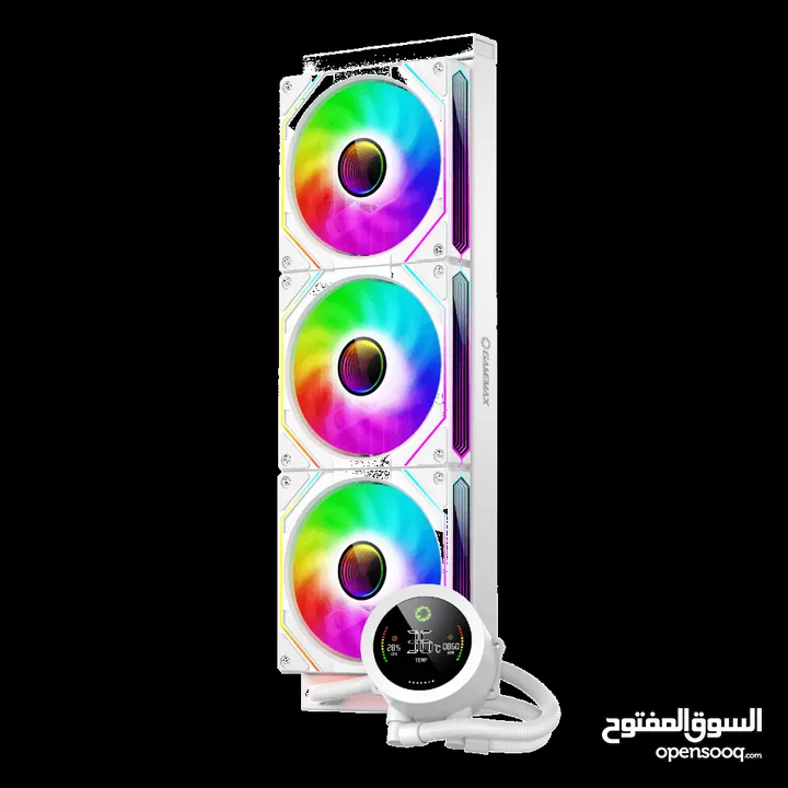 مراوح تبريد مائية مع شاشه تبريد قياس 360 سم  Gamemax IceBurg 360 Digital WH Fan