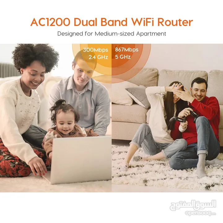 راوتر 5جي Tenda AC5 V3 AC1200 Wireless Dual Band WiFi Router, Speed Up to 867Mbps/5GHz + 300Mbps/2.4