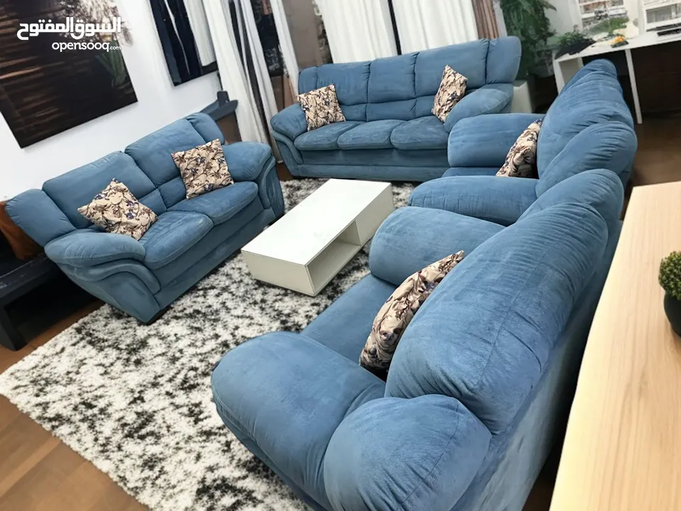 كنب دب سبع مقاعد بحال الوكاله للبيع حرق اسفنج دانلوب خشب سويد
