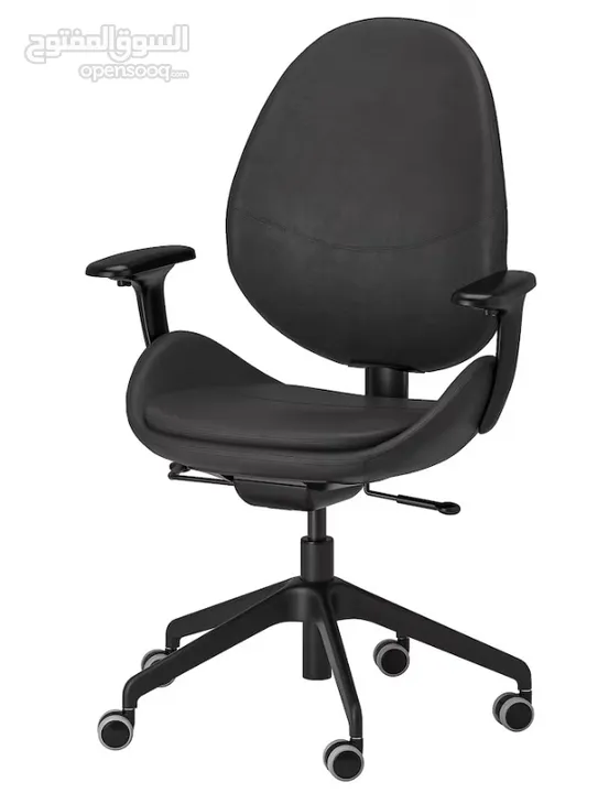 كرسي مكتب جلد استعمال خفيف من ايكيا HATTEFJALL office chr w armr Smidig black ikea