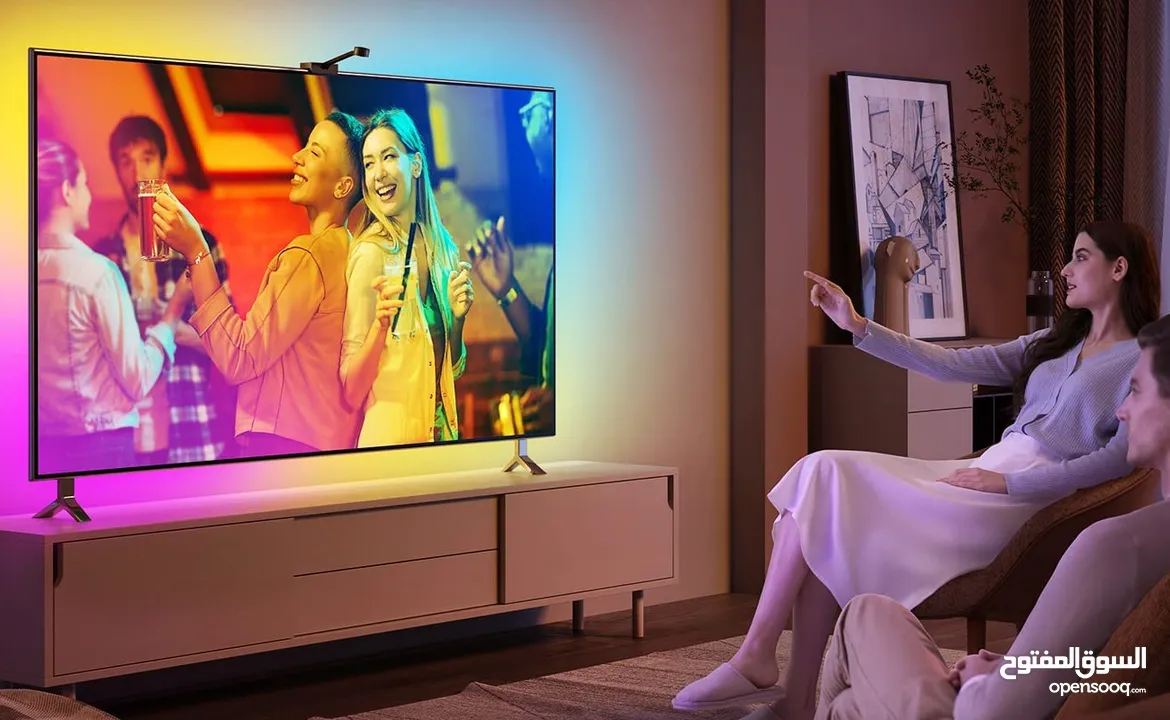 philips tv ambilight  تلفزيون 4k من فليبس مع اضاءه تفاعلية جميله