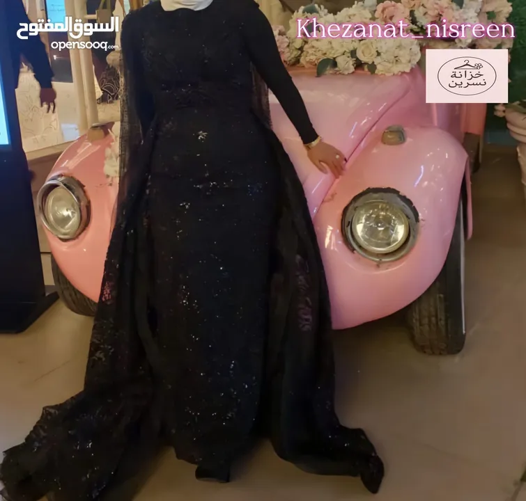 فستان اسود مبرق  اشي فاخر للسهرات والخطوبه