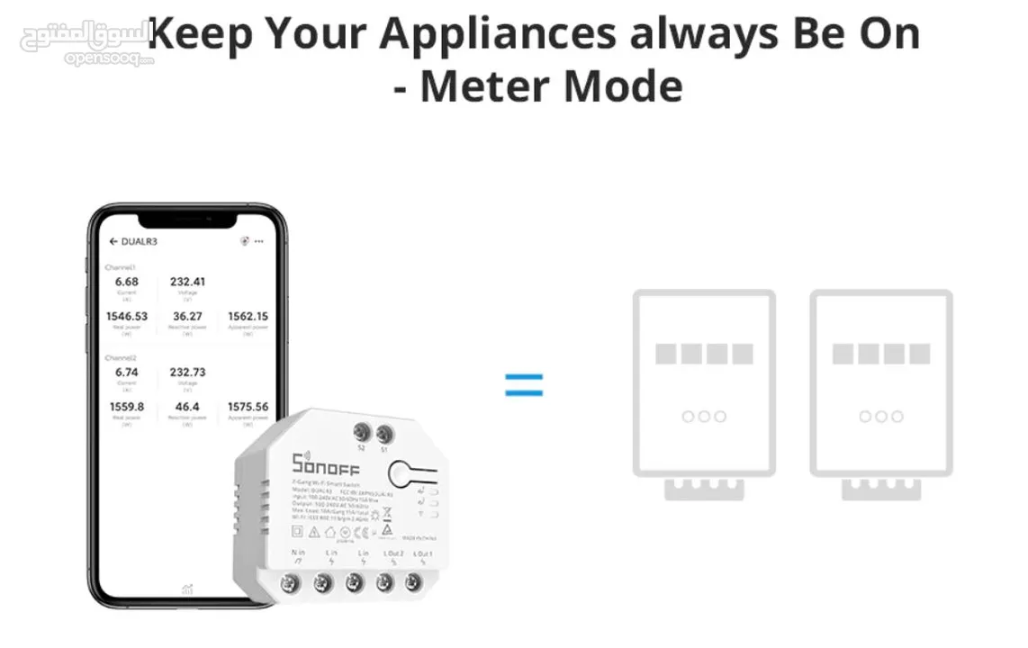 SONOFF DUALR3 Dual Relay Wifi MINI Switch Two Way Power Metering 2 Gang Work with alexa google SMART