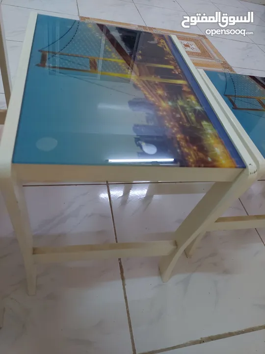 wooden table with glass