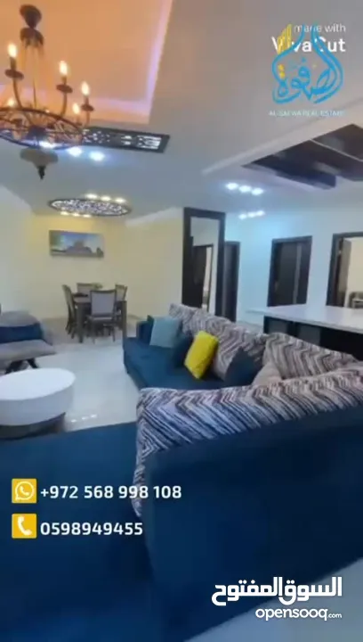 شقه فخمه للايجار مع حديقه خارجيه شارع القدس قرب بكدار