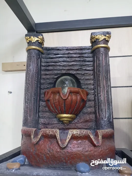 منظر ديكور نوافير شلال نافوره مع   كرستاله دواره  مضيئه