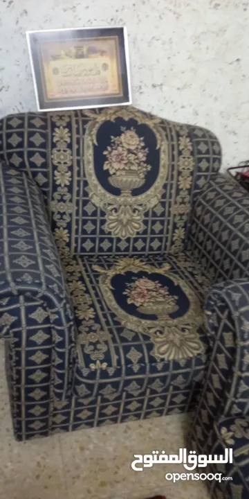 طقم كنب 7مقاعد غرفة جلوس +بوفيه طابقين خشب تقيل