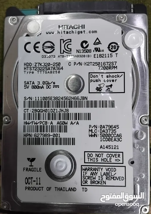 هارد دسك داخلي للابتوب بسعة 250 جيجا - 250GB LAPTOP HDD HARD DISK