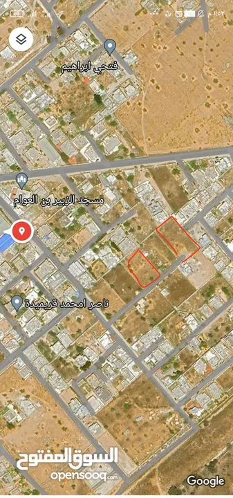 عدد 2 اراضي للبيع في الاربع شوارع الكهرباء جوائز اللوز بالقرب مسجد الزوبير .