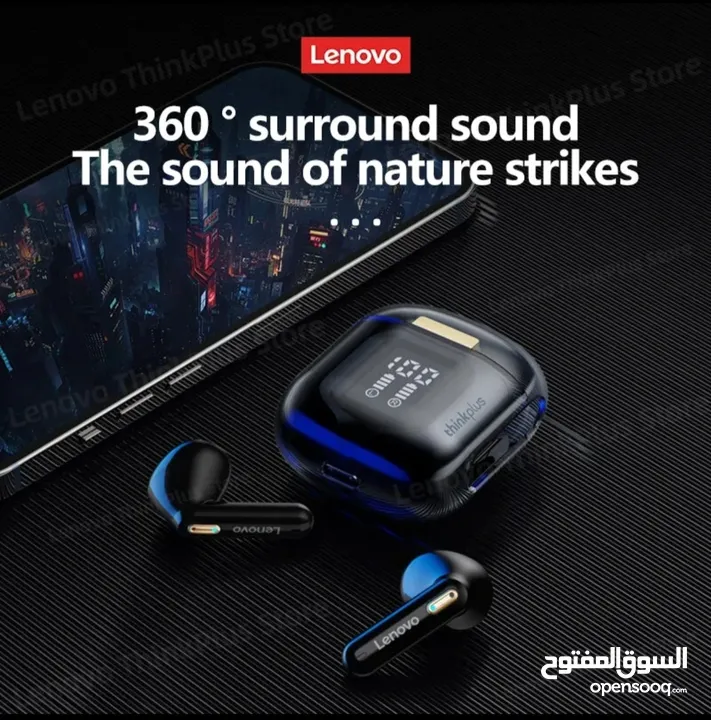 سماعات أذن Lenovo LP6 Pro بلوتوث TWS ، سماعة رأس ميكروفون HD مزدوجة شاشة ليد بلوتوث 5.3 :استمتع باتص
