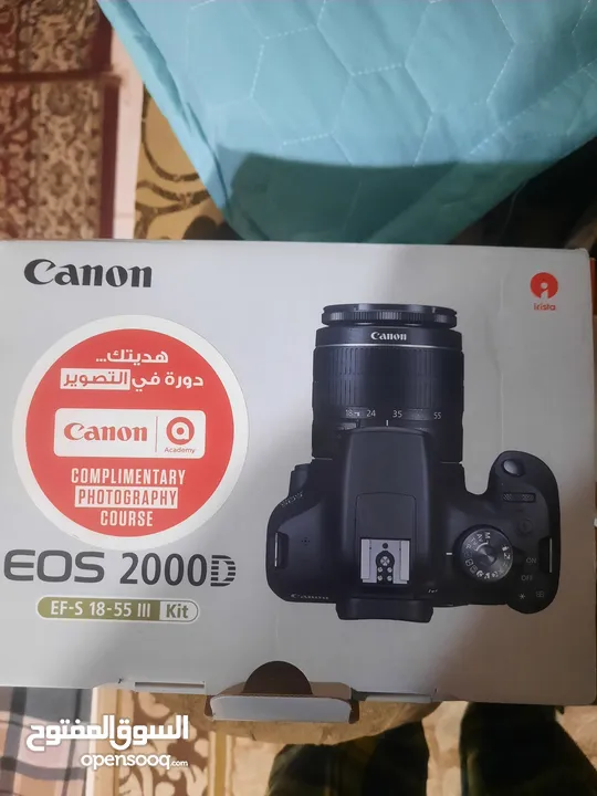 كاميرا نظيفه جدا مع كافه الاغراض نوع Canon موديل Eos2000D بسعر مغري