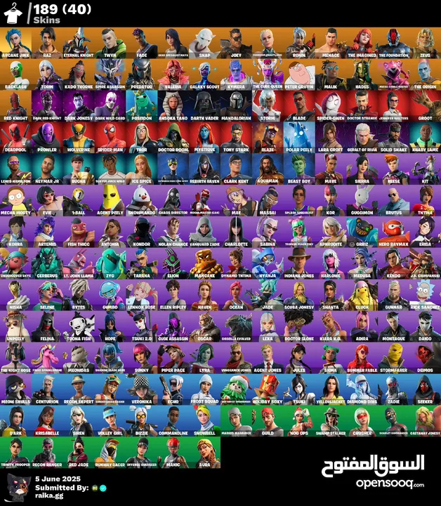 حسب فورت نايت  190 سكن فيه اكس كريتوس واكس الكاندي للبيع