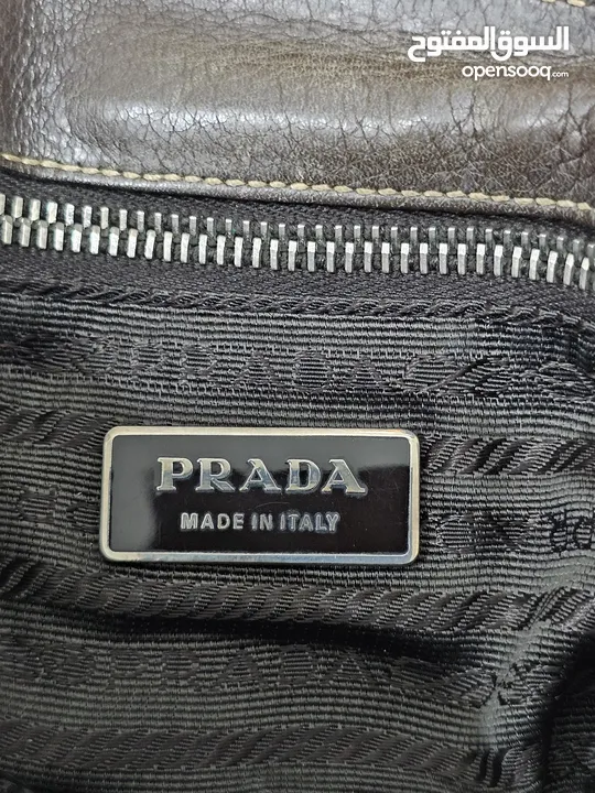 Prada Brown Vitello Daino Leather Pochette Shoulder Bag