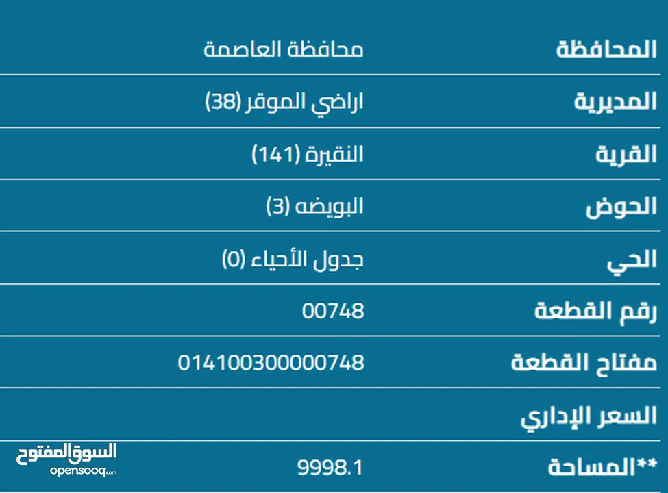 ارض للبيع في الموقر (النقيرة) حوض البويضة (3) بمساحة 10 دونمات بسعر مغري وعلى شارع معبد