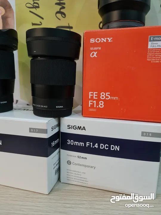 عدسات سوني و سيجما Sony Lens 85mm F1.8, Sigma 16mm & 30mm F1.4