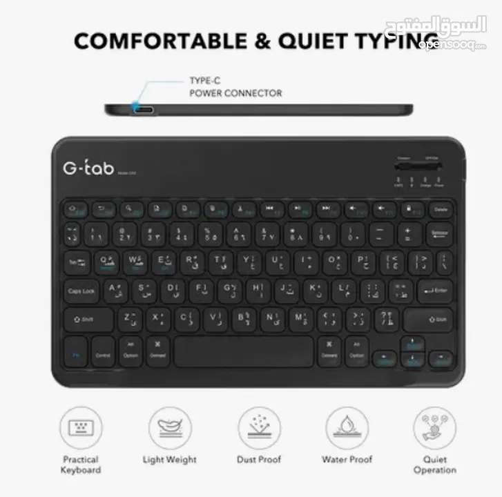 كيبورد لاسلكي للتابليت GTAB Wireless Bluetooth Keyboard CK2 - Black