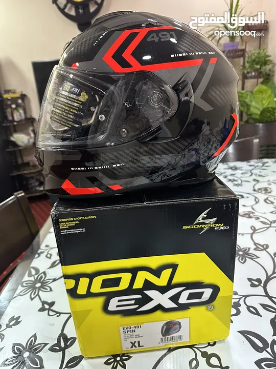 2 day used - Scorpion exo 491 spin red helmet for sale  XL size Ece rated with sundown visor