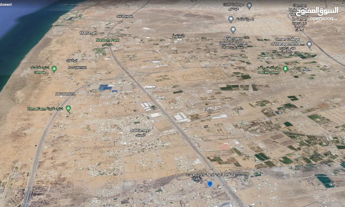 قطعة ارض بمساحة 1200 متر في ولاية بركاء مربع الرميس الخط الثاني من الشارع العام (مسقط - صحار)