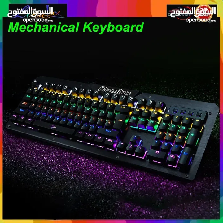 كيبورد جيمنج سلكي ميكانيكي ملون JEDEL KL-73 USB RGB MECHANICAL GAMING KEYBOARD BLUE SWITCH