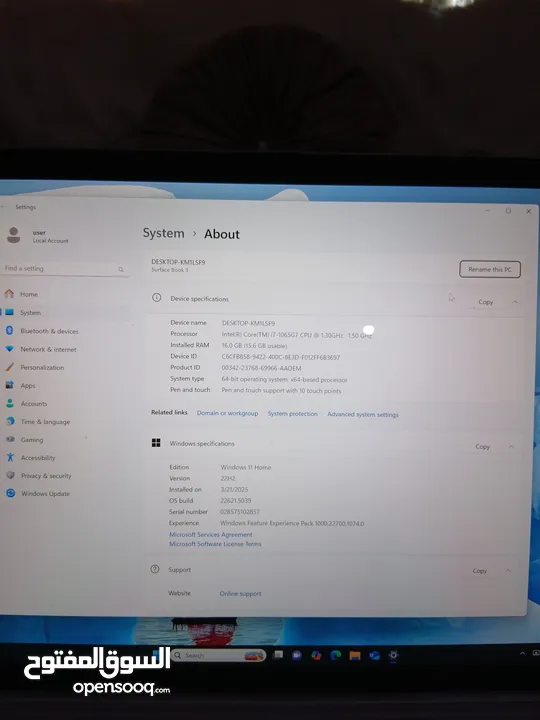 Microsoft Surface book 3 15", 16GB Ram, 256GB NVMe, NVIDIA 1660Ti, 4K UHD Touch   حالة الجديد ومكفول