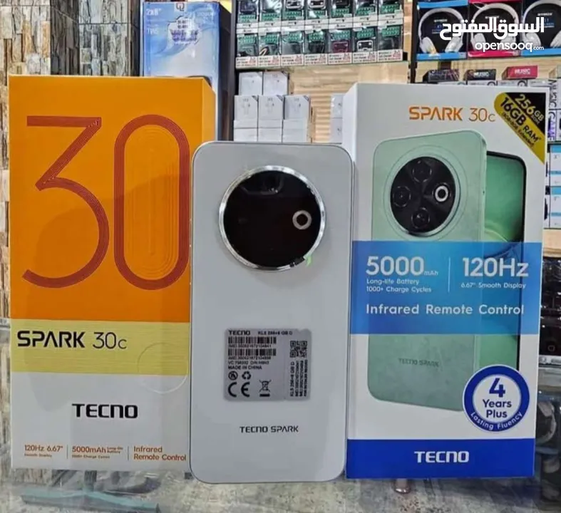 جهاز جديد بالكرتونة Spark 30c رام 8 و 12 و 16 جيجا 128 و 256 مكفول سنة متوفر توصيل