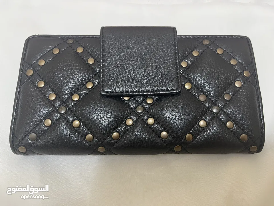 CH Carolina Herrera - Black Quilted Leather Studded Wallet