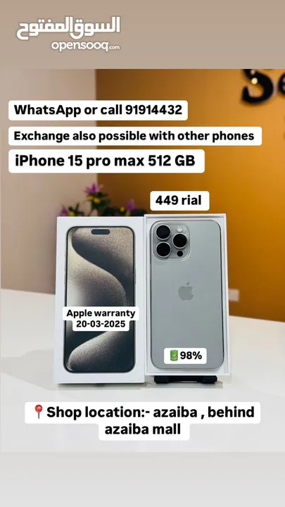 iPhone 15 Pro Max 512 GB - 98% bh and box - Admirable Phone for sale at best price