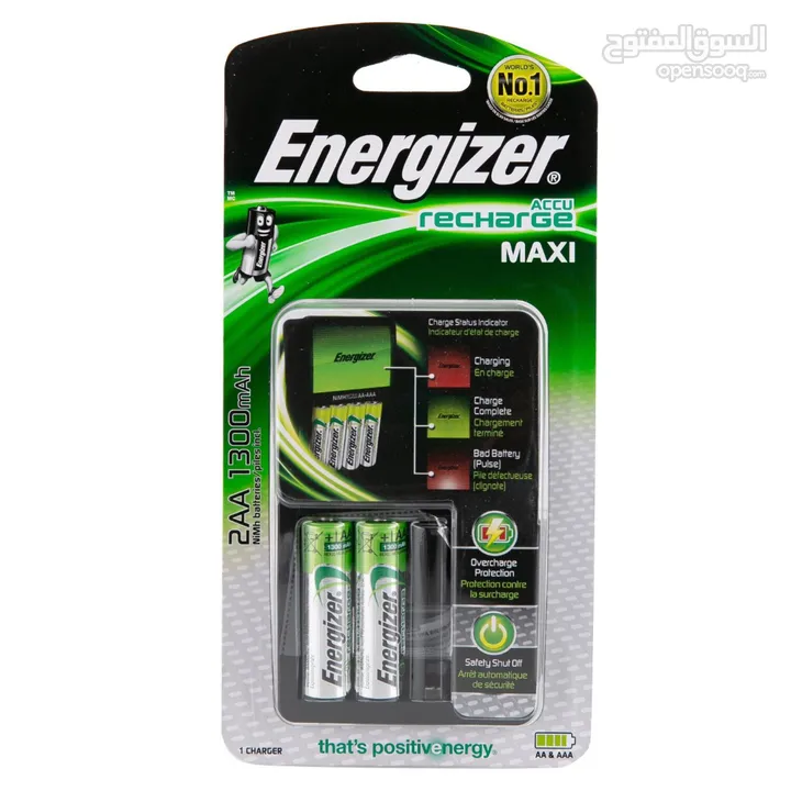 شاحن بطاريات اصلي انرجايزر+ بطاريات شحن عدد2  Energizer Charger Battery AA+AAA