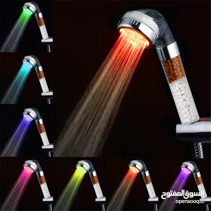 الدوش العجيب المضئ + تقويه ضغط الماء LED shower بدون كهرباء او بطاريات دش حمام