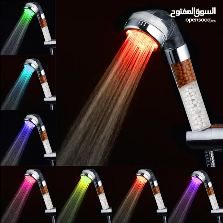 الدوش العجيب المضئ + تقويه ضغط الماء LED shower بدون كهرباء او بطاريات دش حمام