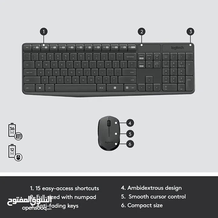 logitech mk235durable simple wireless keyboard and mouse كيبورد مع ماوس ويرلس kit