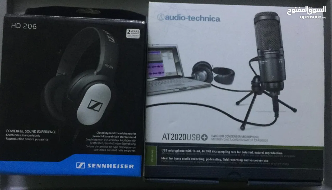 voice over microphone audio-technica2020+usb, headphone sennheiser HD206