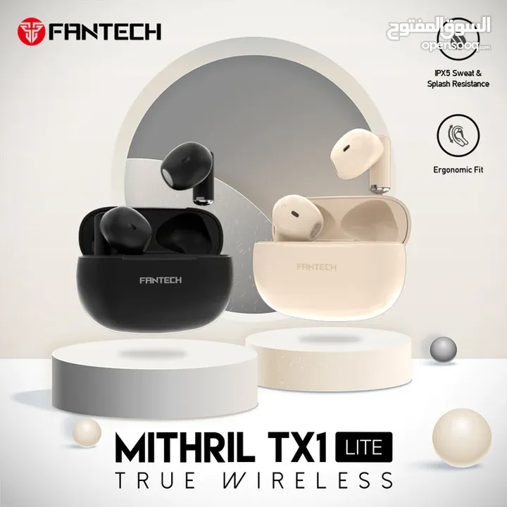 سماعات بلوتوث مقوامة للماء والتعرق Fantech Mithril TX1 Lite TWS Earbuds With IPX5