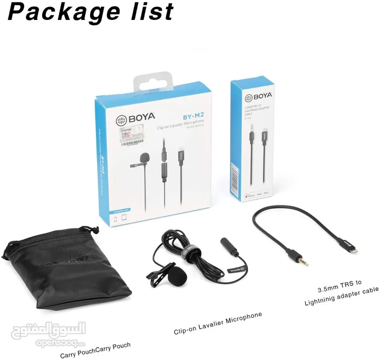 ميكرفون (مايك)  ايفون بويا BOYA by-M2 Clip-on Lavalier Microphone Lightning Port