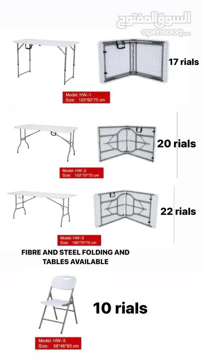 FIBRE FOLDING TABLES AND CHAIR
