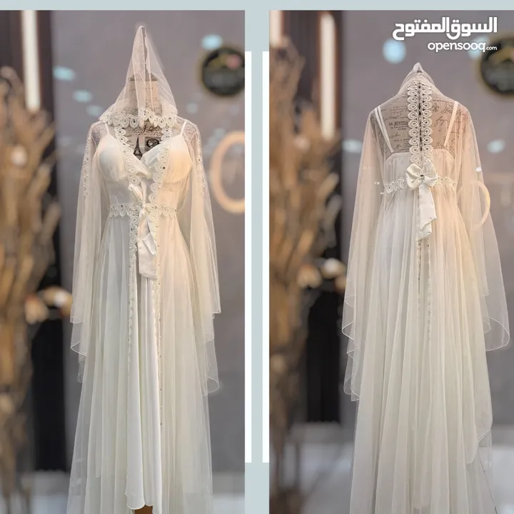 جهاز عروس  قميص نوم ابيض طقم العروس 4قطع