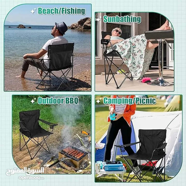 Al Maari Folding Camping Chair  Portable Beach Chair with Cup Holder  With Carry Bag  For Fishing