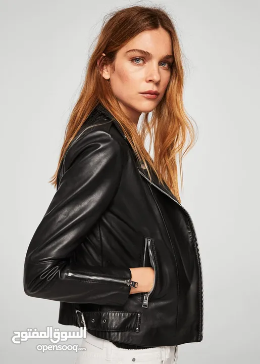 Leather biker jacket Mango