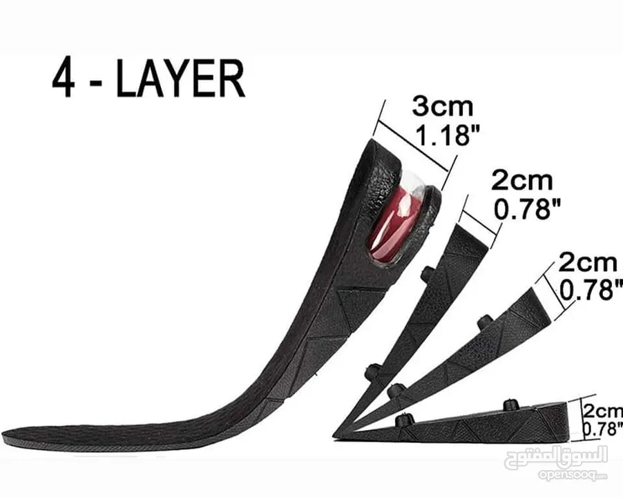 زيادة الطول 9 سم // نعل داخلي لزيادة الارتفاع، ضبان داخل الحذاء // مجموعة رفع حذاء كعب