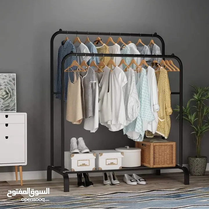 Steal Clothes hanging and shoe rack with heavy duty wheels with locks