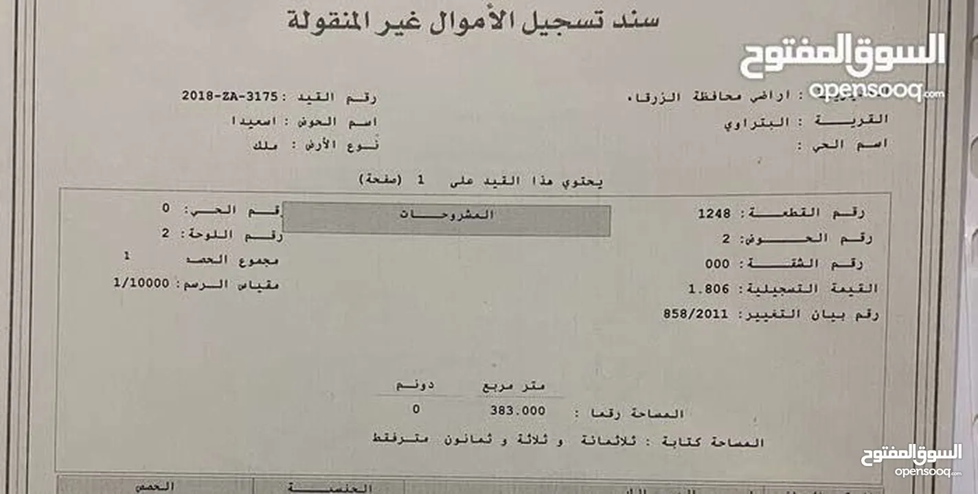 فرصة استثمارية في الزرقاء السخنه بسعر مغري