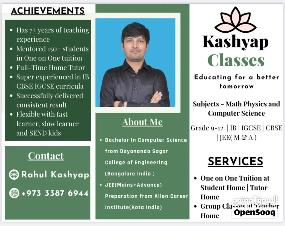 Master Math, Physics & Computer Science: Private & Group Tuition Available for CBSE, IB, IGCSE JEE