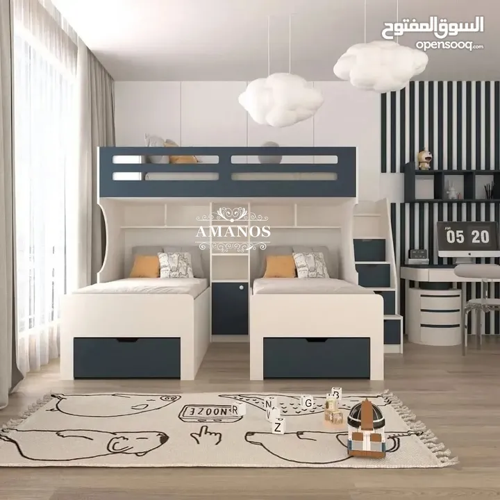 تخت طابقين بثلاث اسره