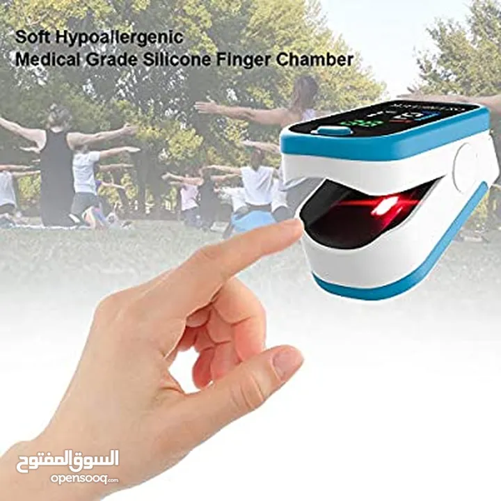 جهاز فحص نسبه الاكسجين بالدم على الاصبع + معدل ضربات دقات القلب oximeter